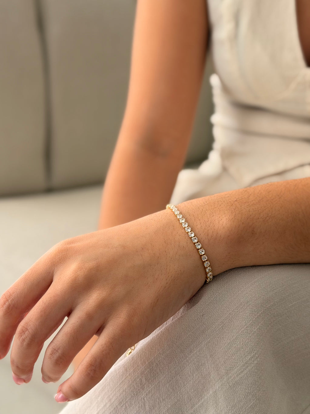 Pulsera Tipo Tennis Cristal Graduable