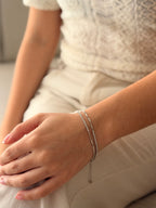 Pulsera Doble Canutillo Mini Tenis Plateado