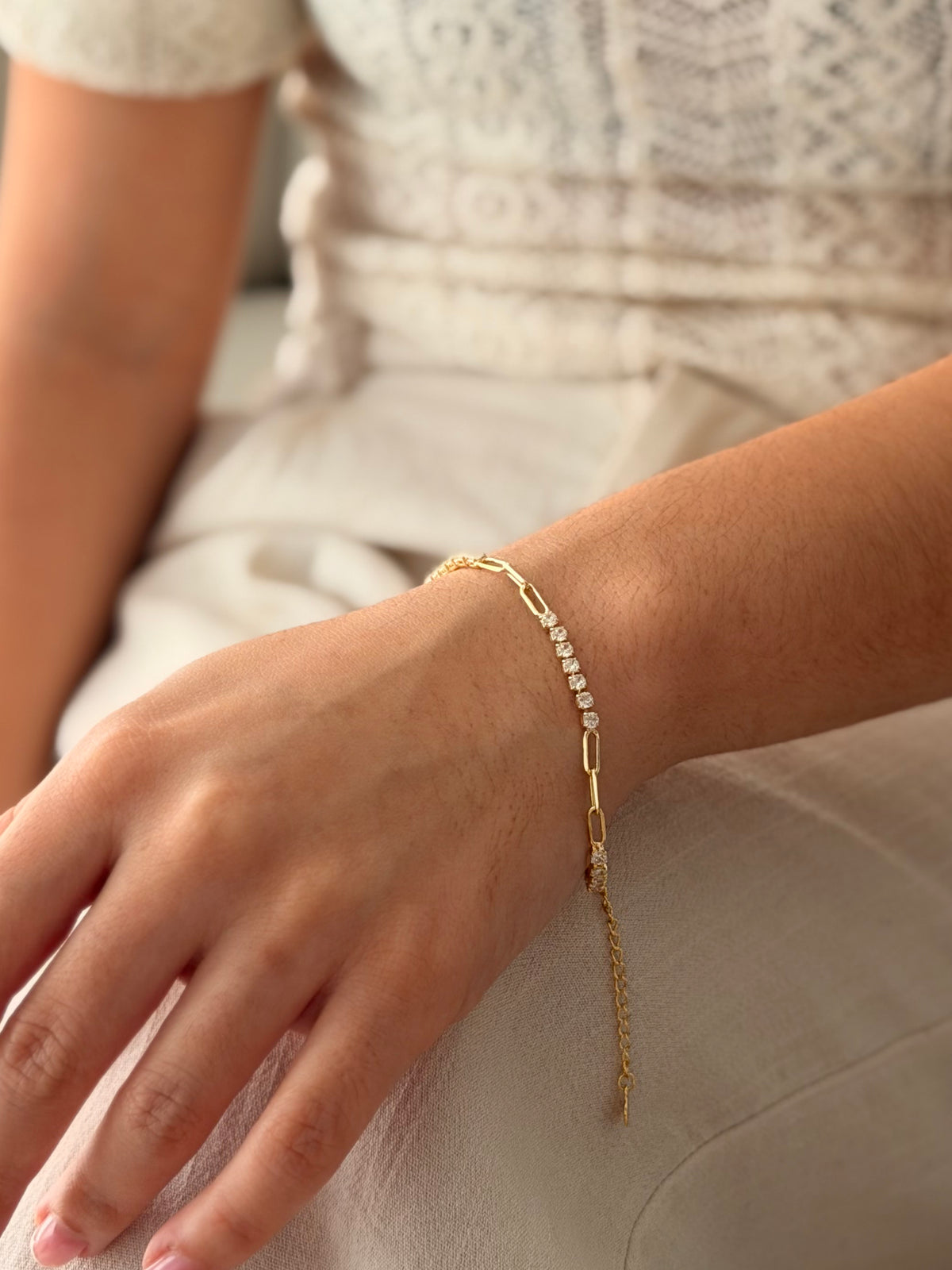 Pulsera Mix Tenis Eslabon Dorado