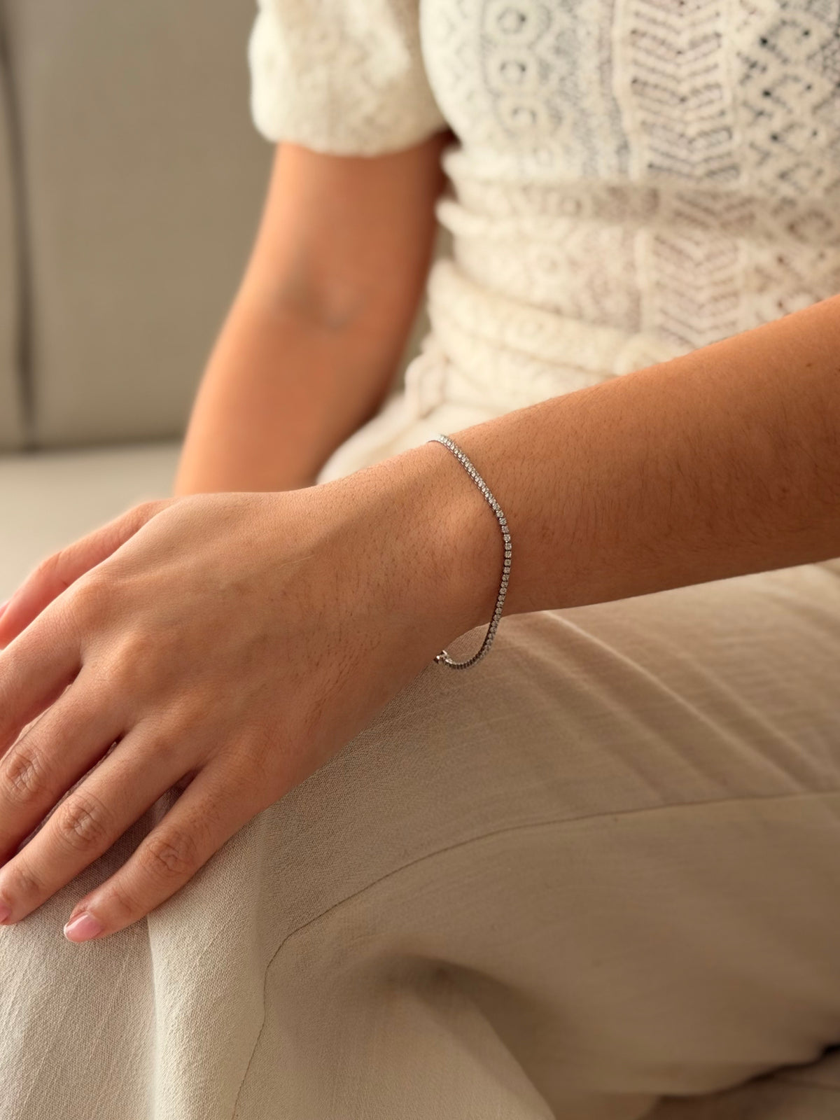 Pulsera Mini Tenis Plateada