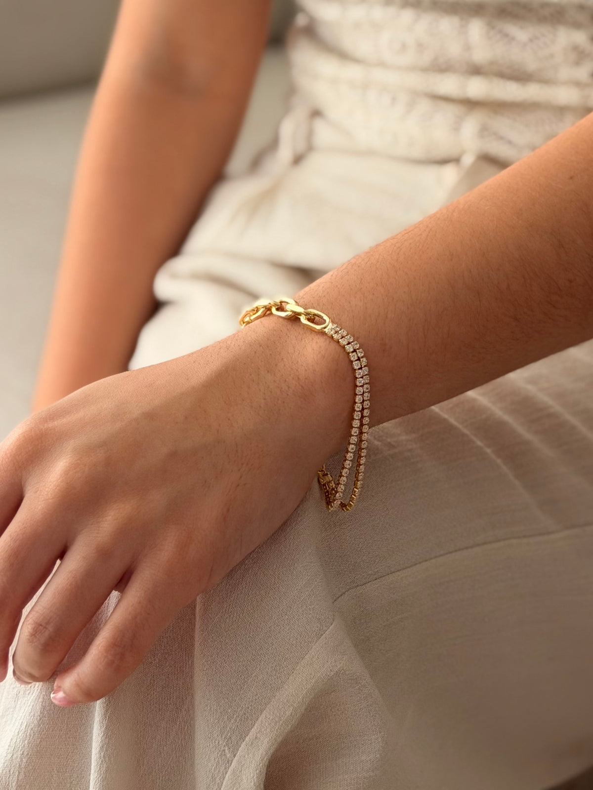 Pulsera Doble Tejido Eslabon Doble Tenis