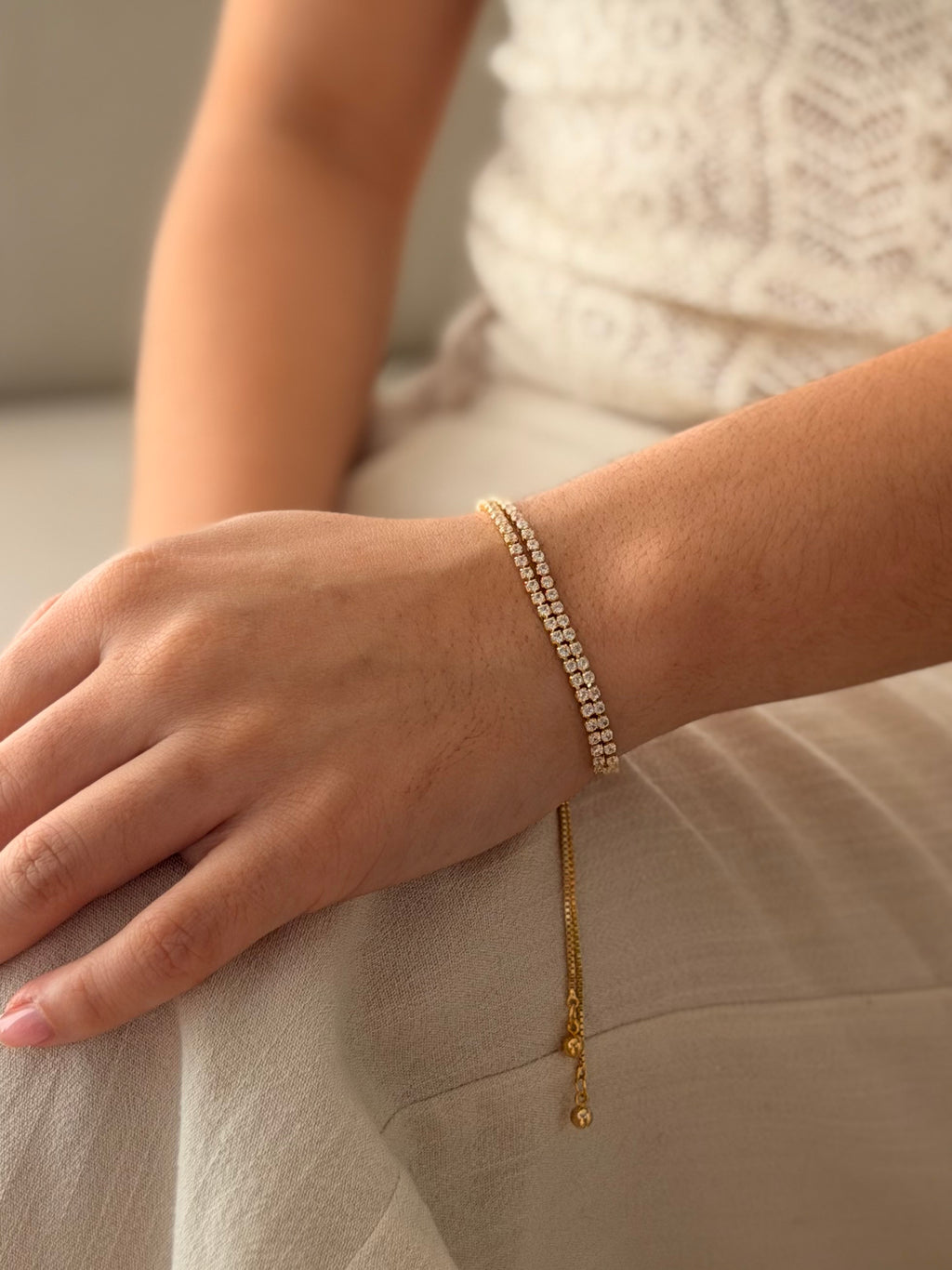 Pulsera Mini Tenis Graduable Dorado