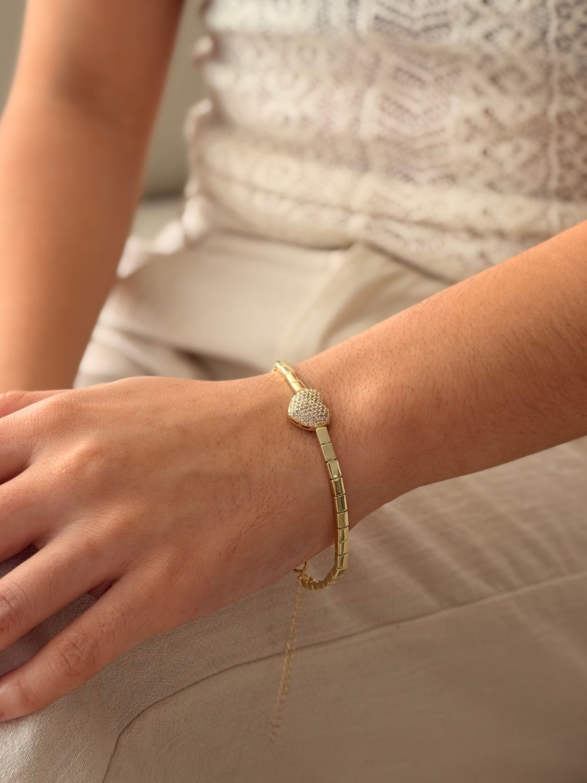 Pulsera Canutillo Corazon Zircones
