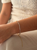 Pulsera Doble Tennis Dorado