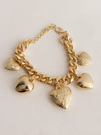 Pulsera Maxi Corazones Dorado