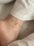 Tobillera Mini Perlas Gota Cristal Rodio
