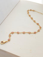 Tobillera Rodio Corazones Rosa Dorado