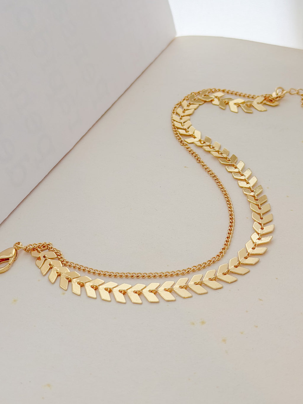 Tobillera Rodio Doble Espiga Dorado
