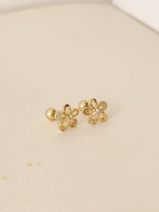 Topo Seguridad Rodio Silueta Flor Microzircones