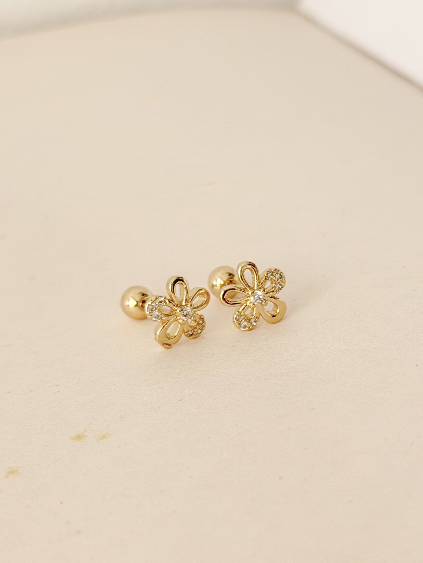 Topo Seguridad Rodio Silueta Flor Microzircones