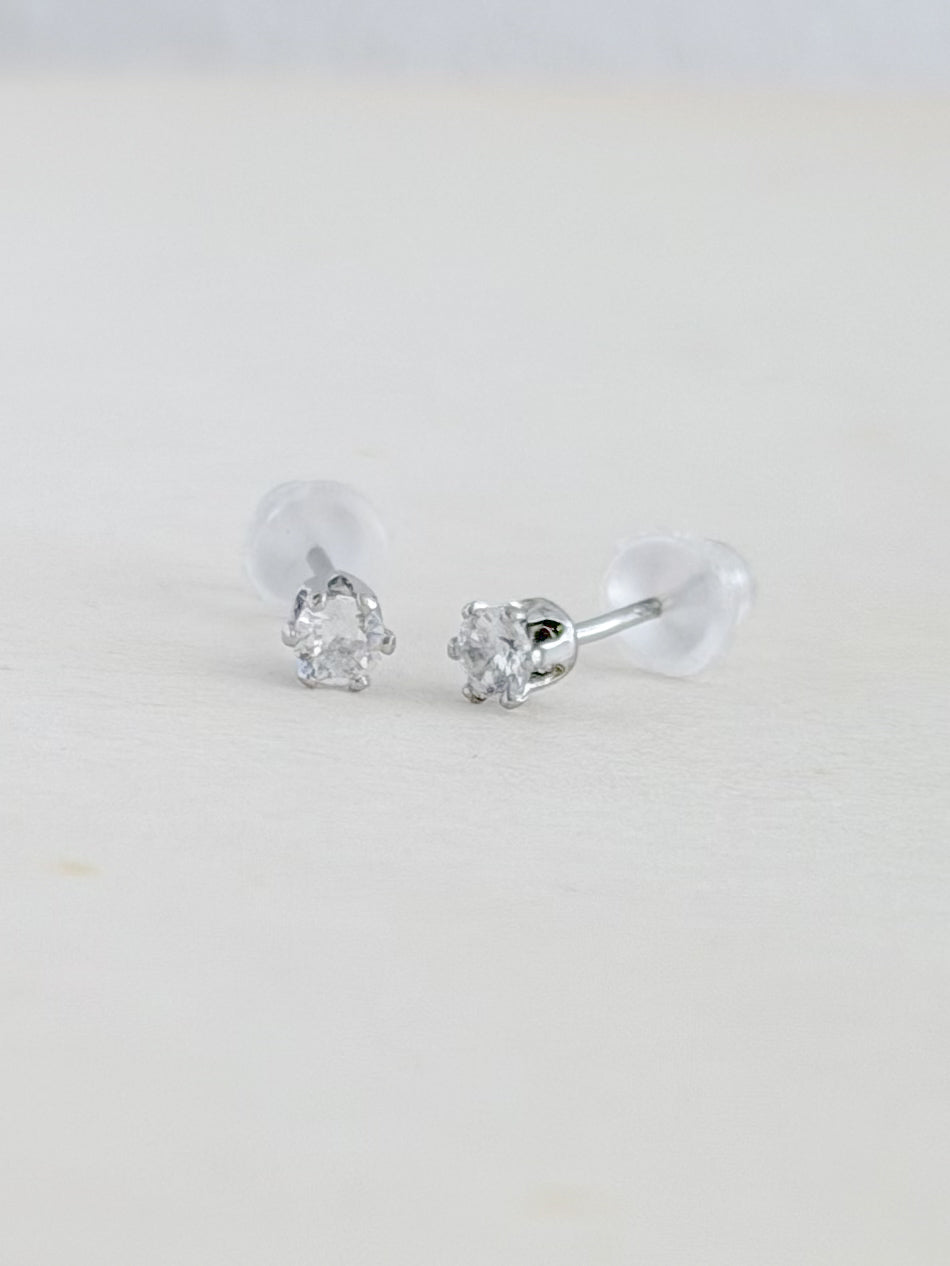 Topo Microzircon #3 Redondo Plateado Rodio