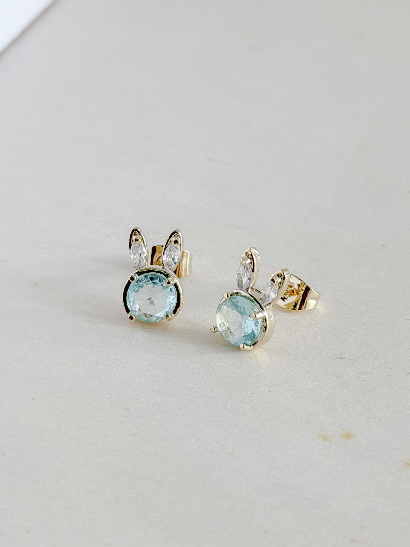 Topo Conejo Cristal Azul Rodio