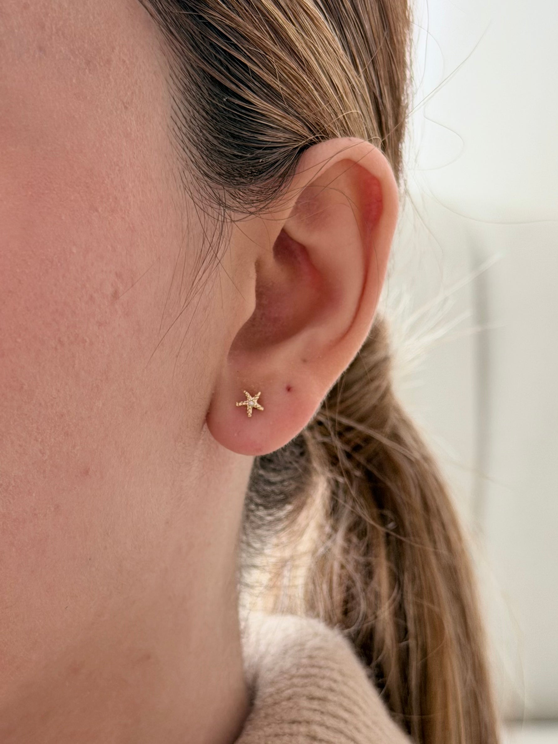 Topo Mini Estrella De Mar Zircon Rodio