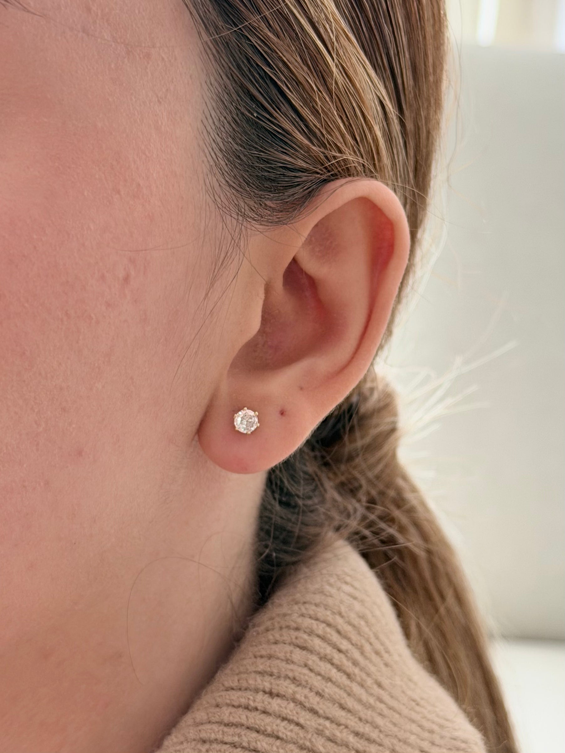 Topo Zircon Redondo #5 Dorado Rodio
