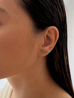 Topo Rodio 3Mm Zircon Esmeralda Baño Plata