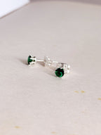 Topo Rodio 4Mm Zircon Esmeralda Baño Plata